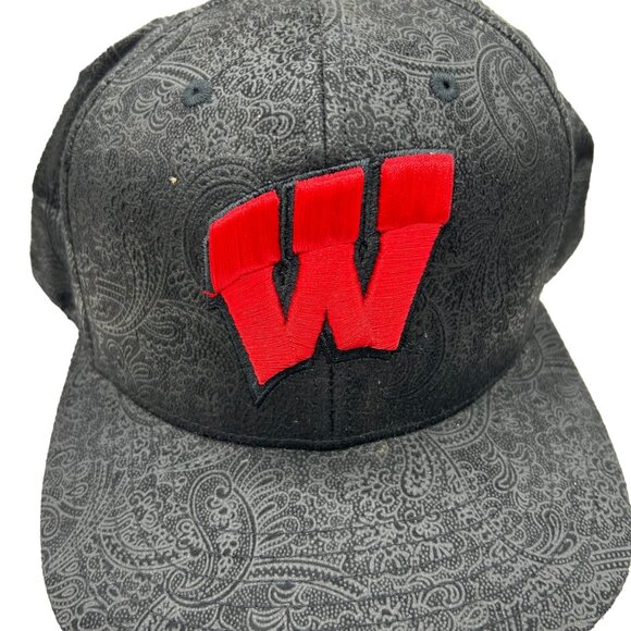 Wisconsin Badgers Big Ten Snapback Hat Cap Black Red Top World Adjustable - Picture 13 of 13
